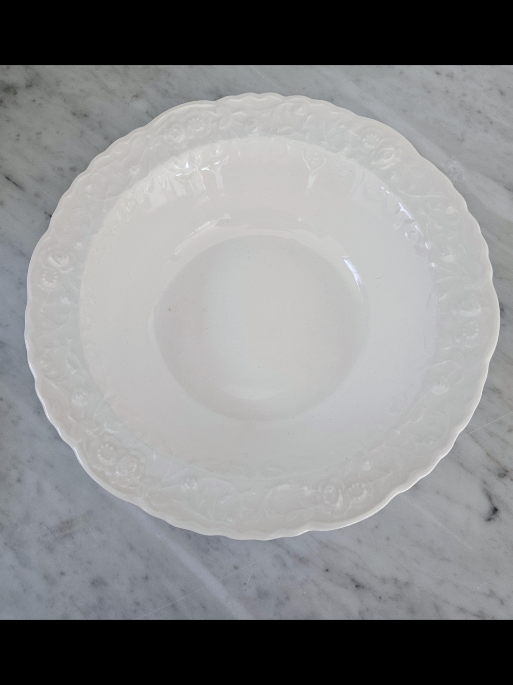Steubenville Rosepoint Serving Bowl White Floral Rim Vintage 8.75"